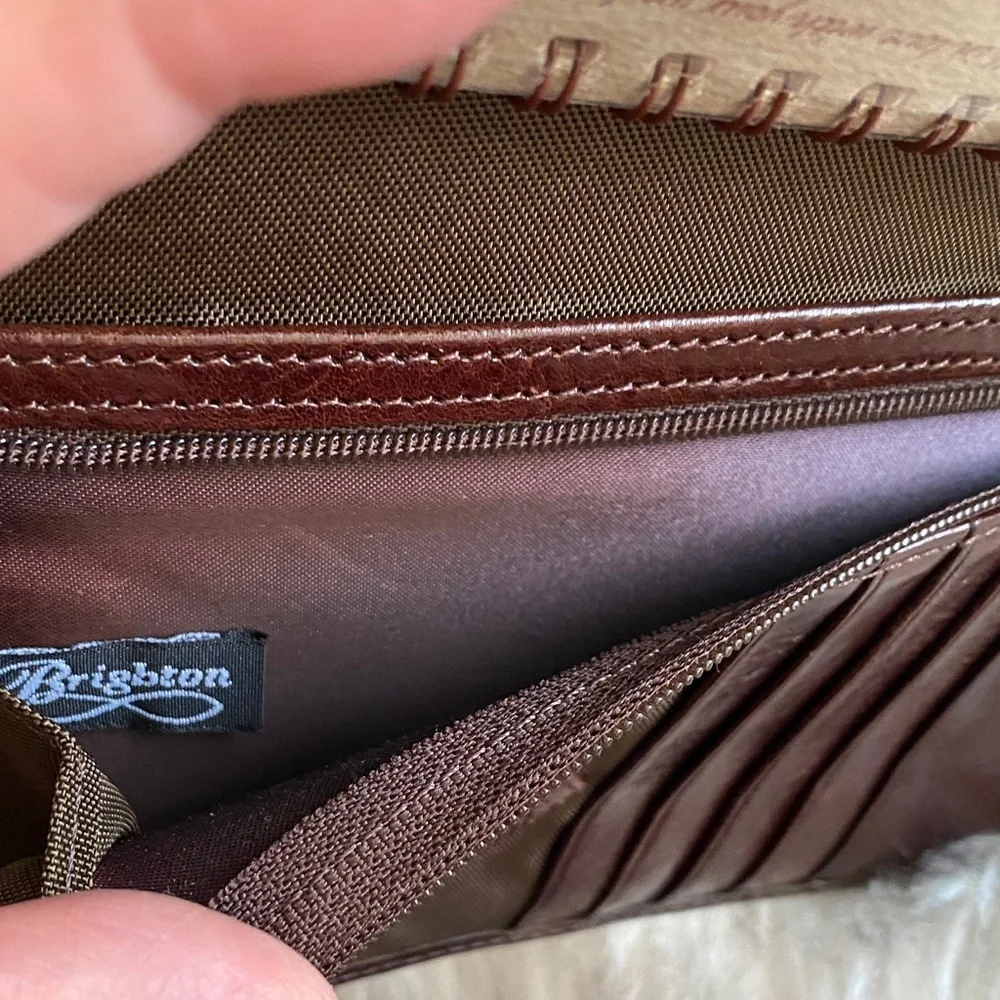 Brighton Brown Crocodile Embossed business organizer/Wallet with Silver Buckle - Picture 11 of 15